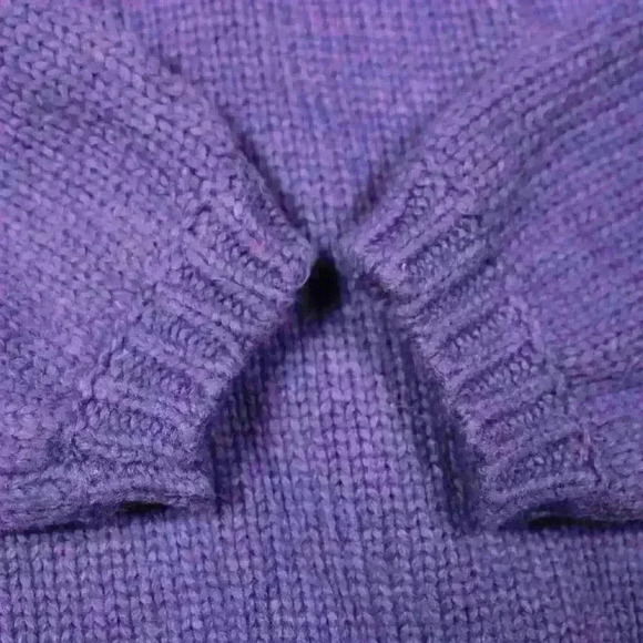 MARINE LAYER Royal Purple Knit Sweater Pleated Neck Merino Wool Women Small - Picture 5 of 12